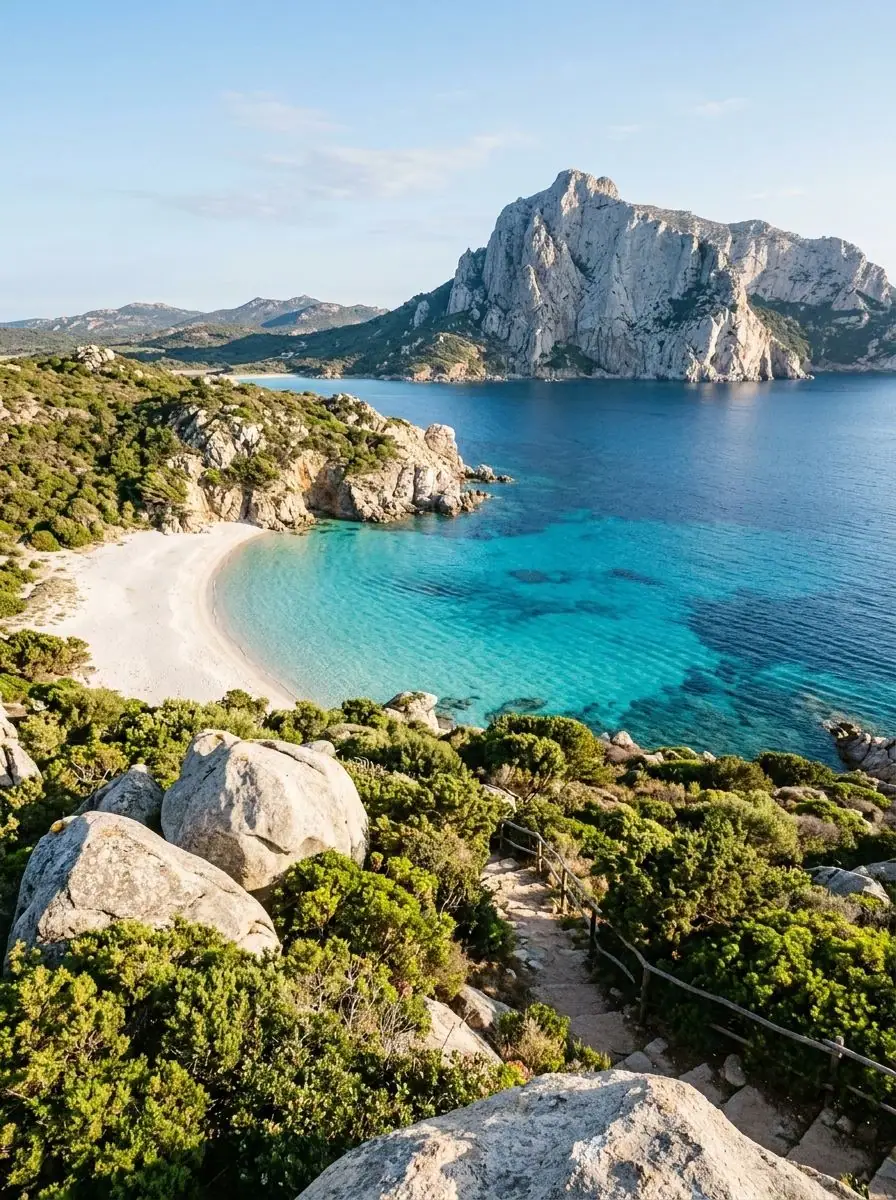 Caletta di sabbia bianca sotto Capo Figari, Golfo Aranci