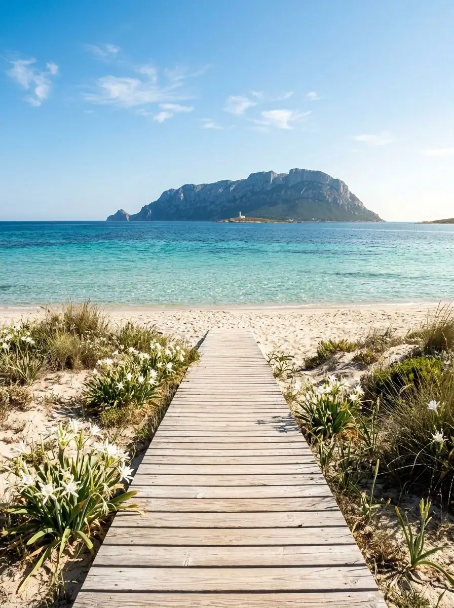 Passerella in legno verso la spiaggia di Pittulongu